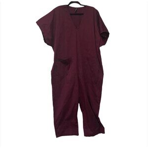 Meg Shop Maroon Zip Jumpsuit